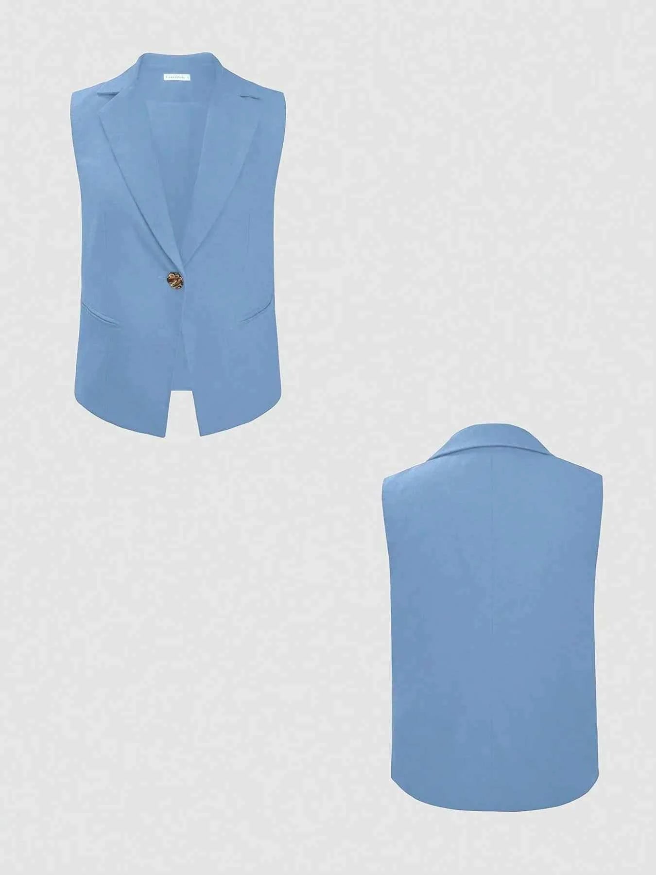 One Button Sleeveless Top and Pants Set