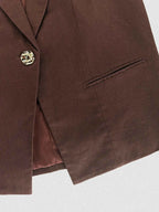 One Button Sleeveless Top and Pants Set
