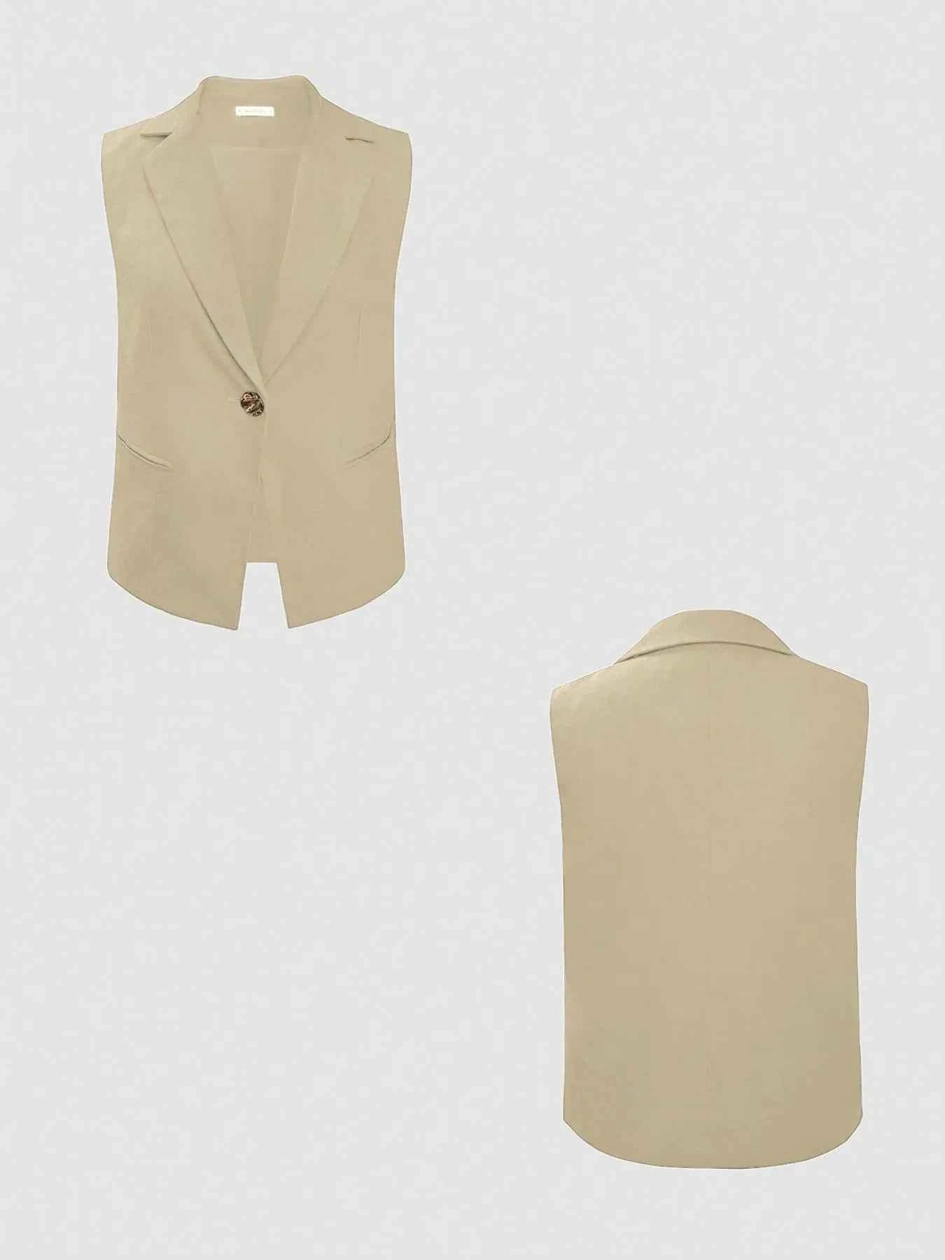 One Button Sleeveless Top and Pants Set