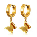 Butterflies Gold Plated Stainless Steel Earrings