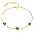 Emerald Inspired Gold Plated Stainless Steel Bracelet