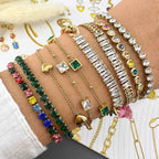 Emerald Inspired Gold Plated Stainless Steel Bracelet