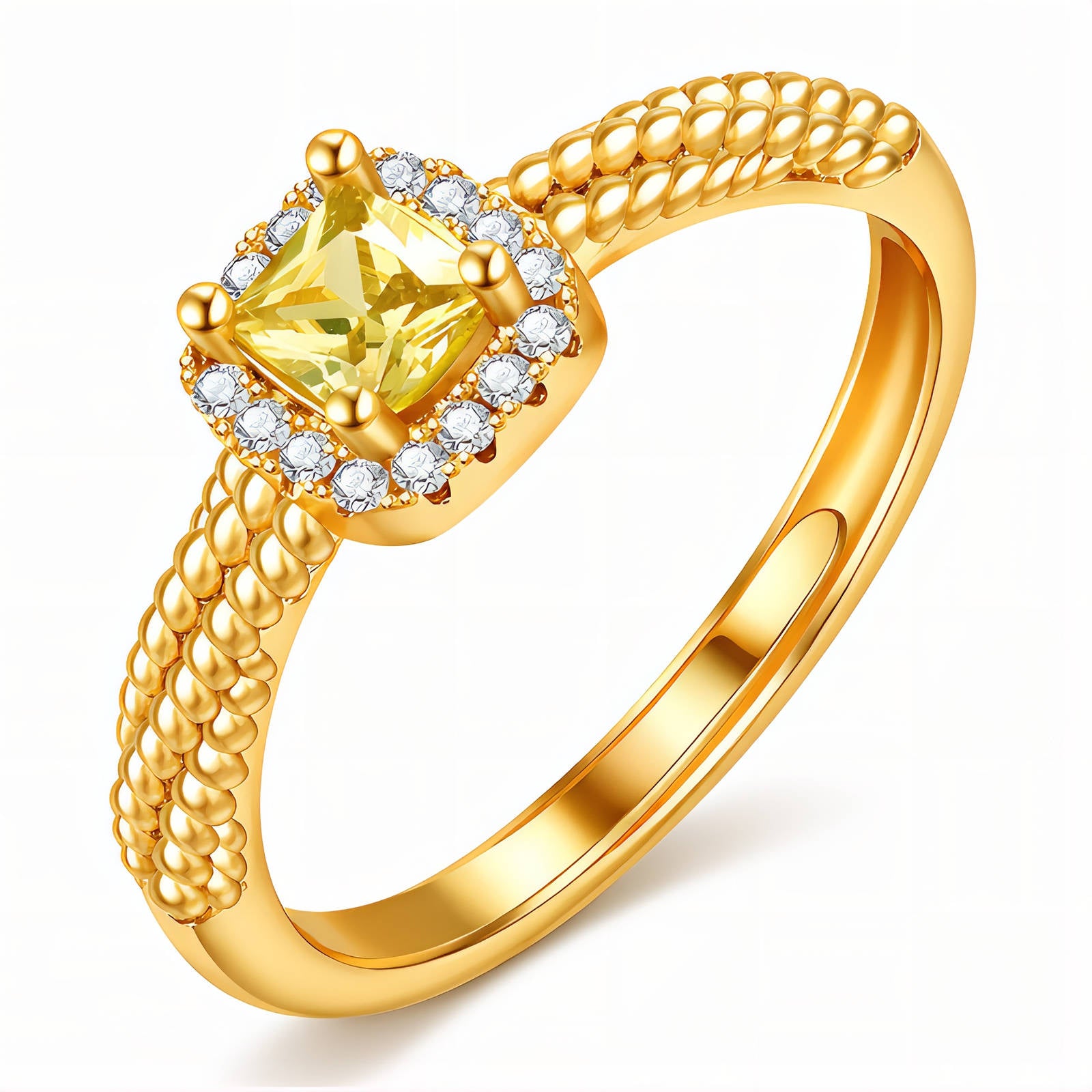 Golden Crystal Gold Plated Stainless Steel Ring - Nine2Nine