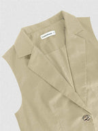 One Button Sleeveless Top and Pants Set