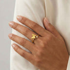 Butterfly Gold Plated Stainless Steel Ring