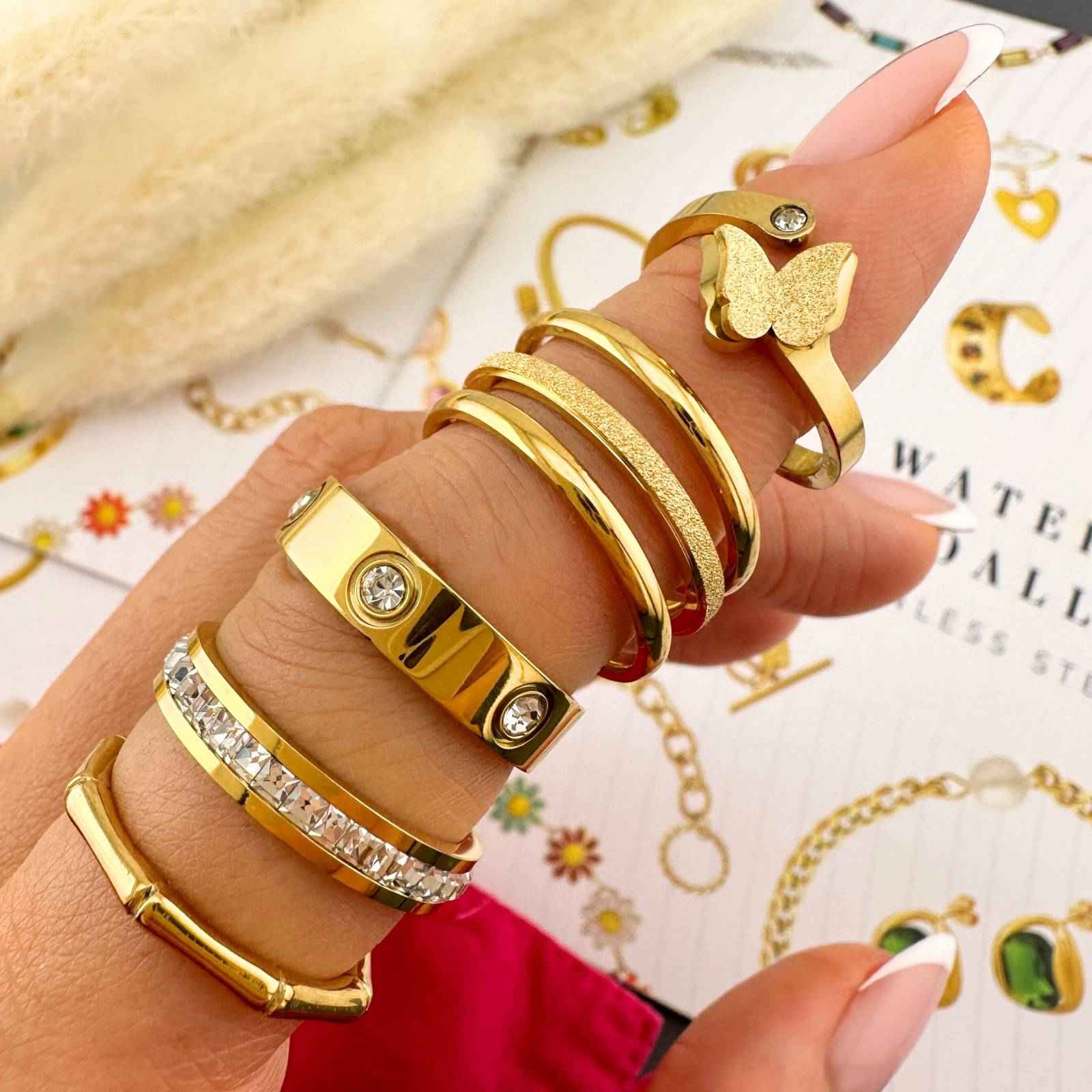 Butterfly Gold Plated Stainless Steel Ring