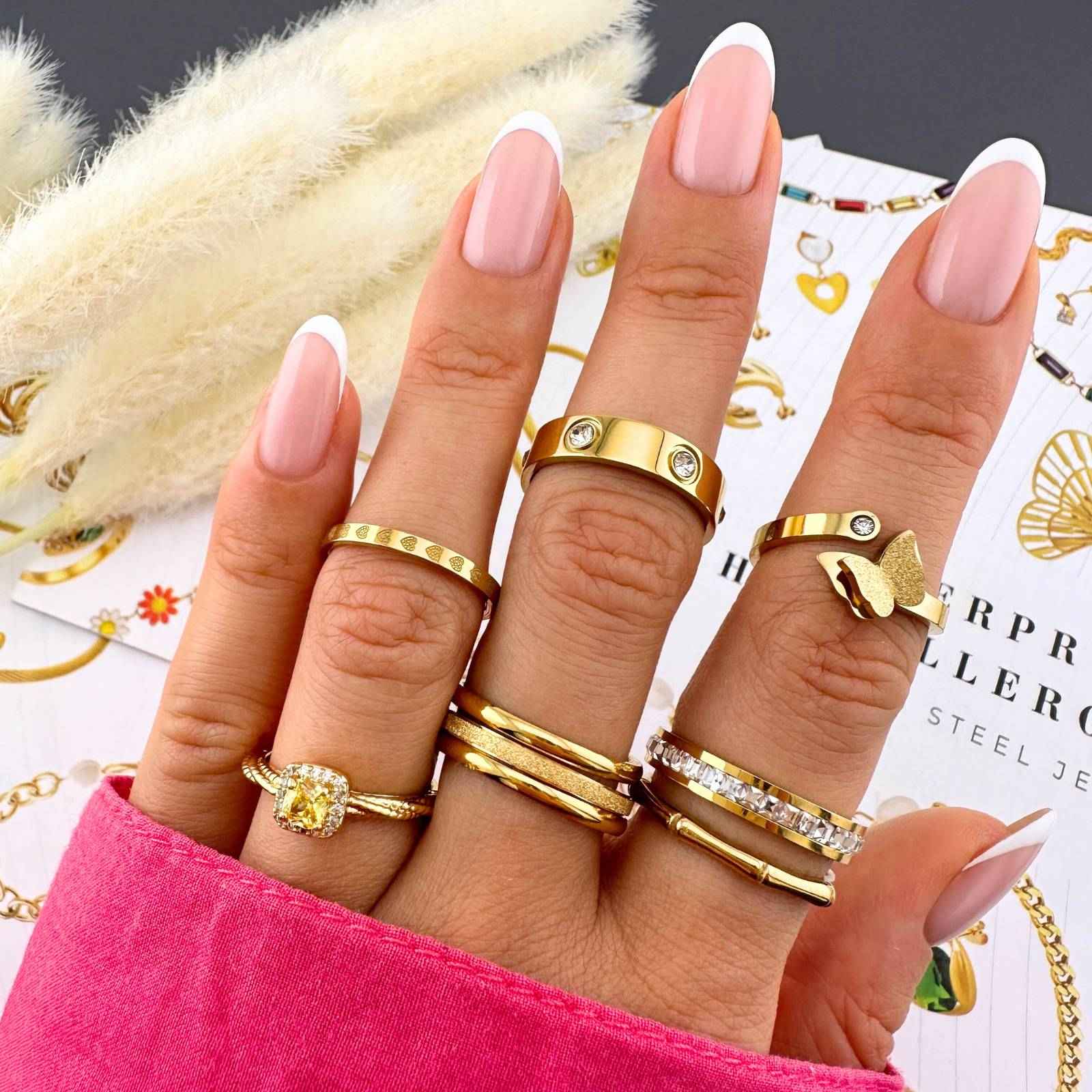 Butterfly Gold Plated Stainless Steel Ring