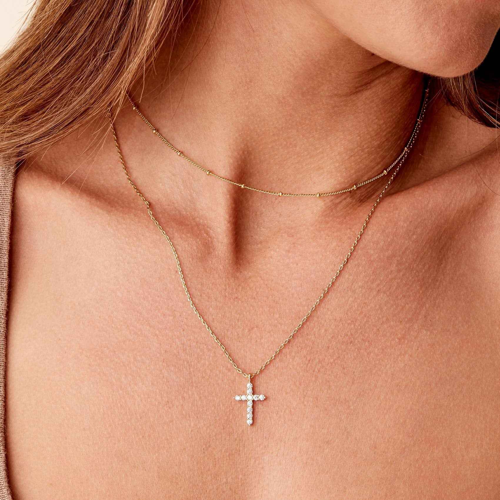 Cross Gold Plated Stainless Steel Necklace