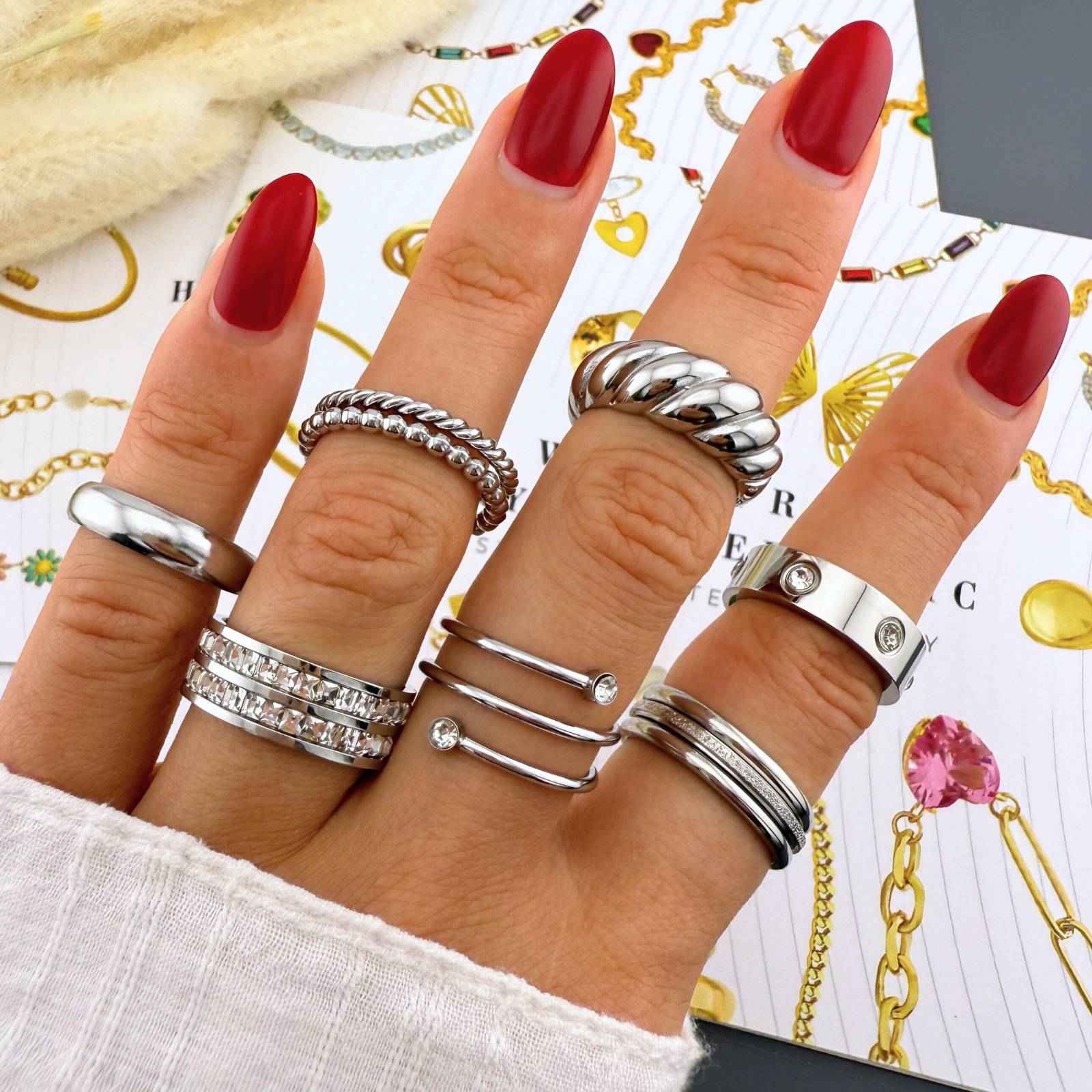Cubic Zirconia Stainless Steel Ring