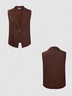 One Button Sleeveless Top and Pants Set