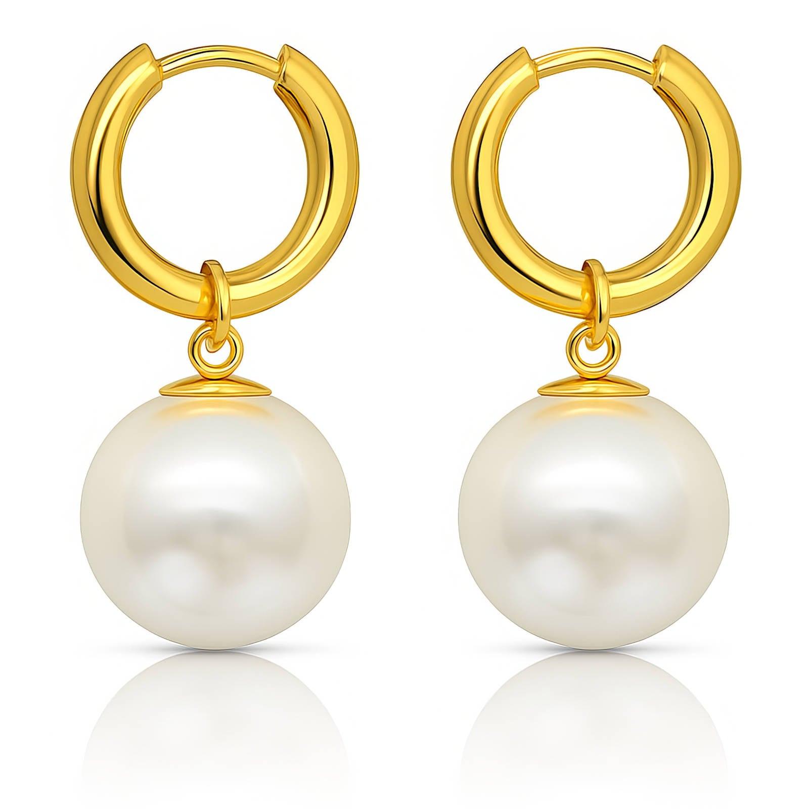 Pearl Imitation Gold Plated Stainless Steel Earrings - Nine2Nine