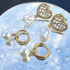 Pearl Imitation Gold Plated Stainless Steel Earrings - Nine2Nine