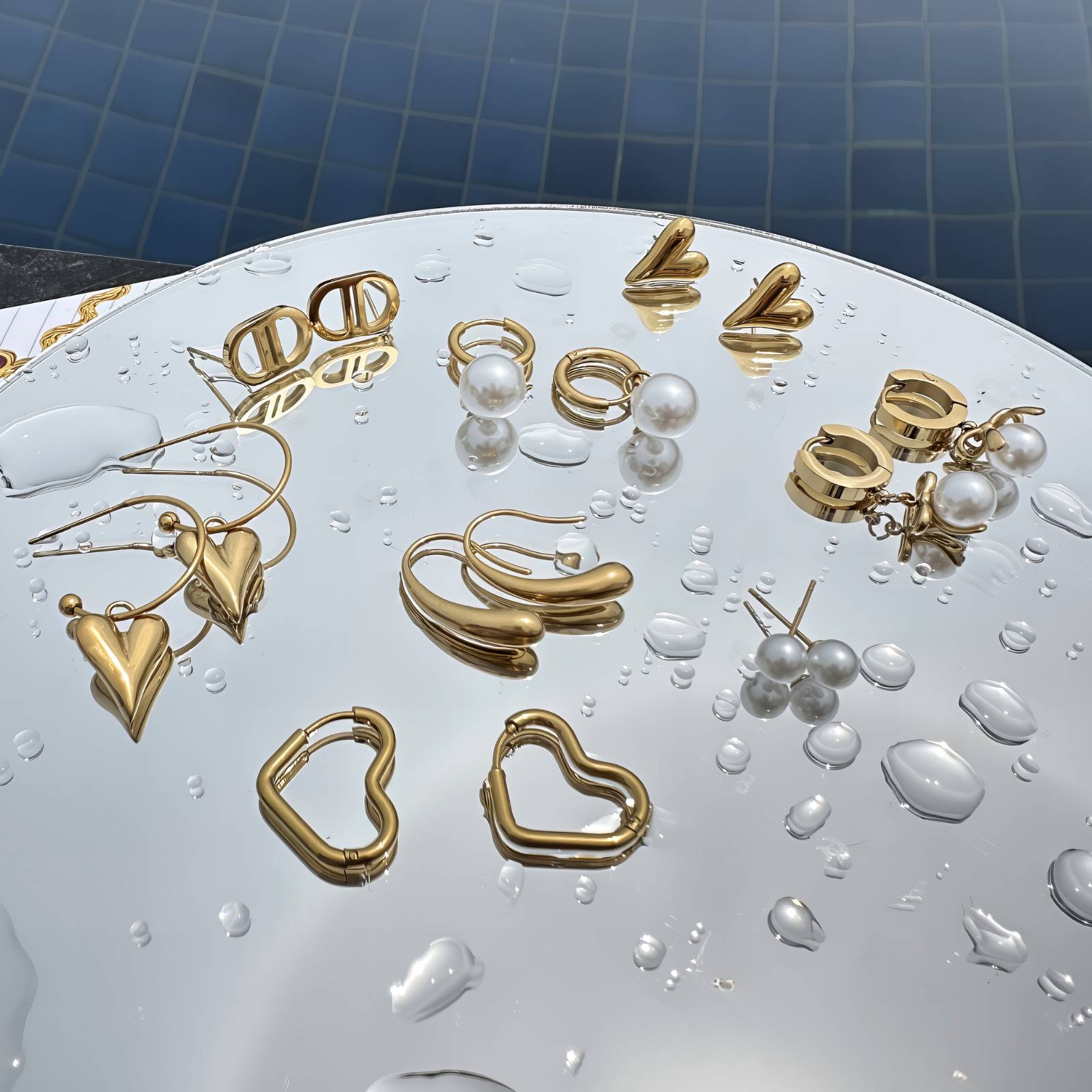 Pearl Imitation Gold Plated Stainless Steel Earrings - Nine2Nine