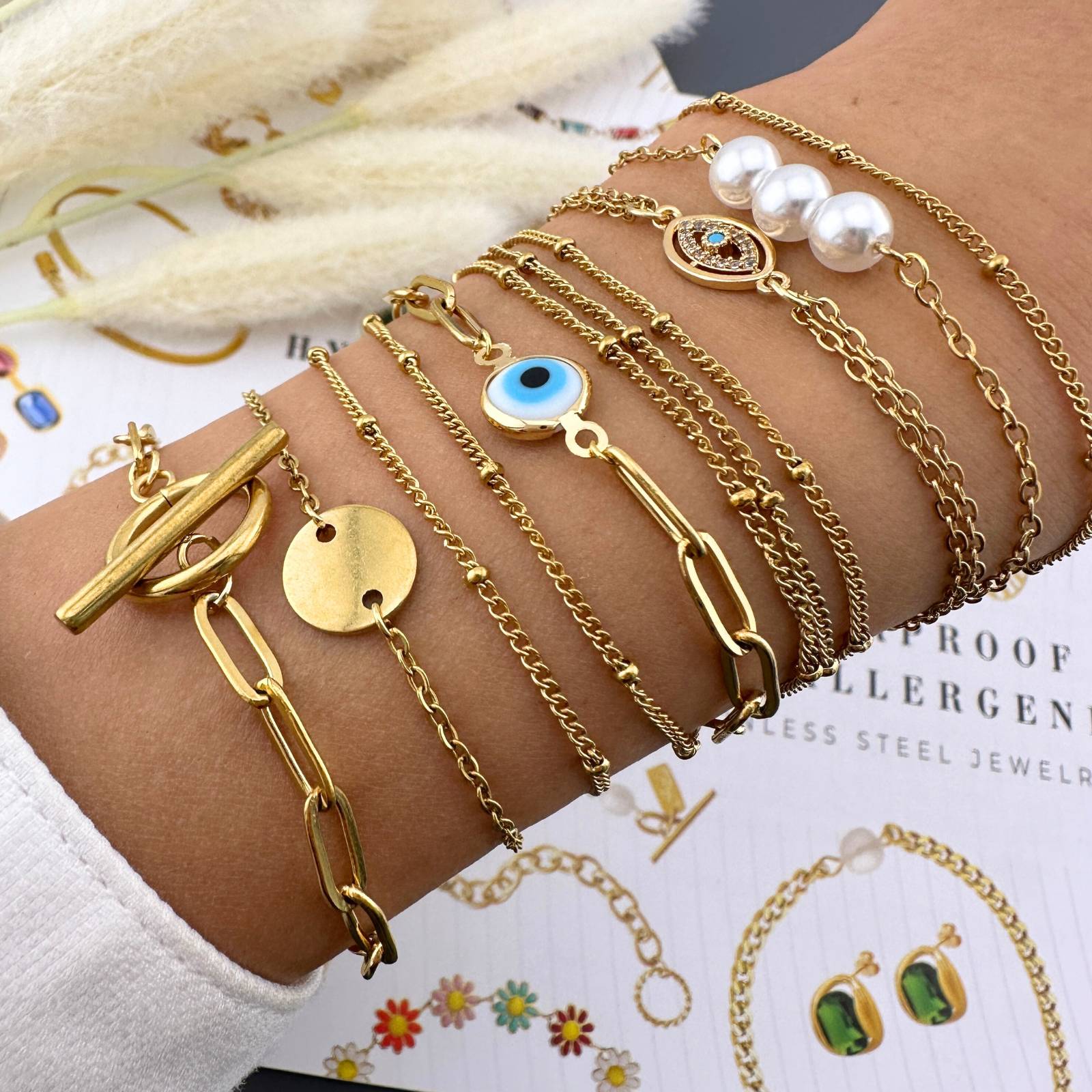Evil Eye Gold Plated Stainless Steel Bracelet - Nine2Nine