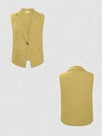One Button Sleeveless Top and Pants Set