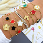 Flower Meadow Gold Plated Stainless Steel Bracelet - Nine2Nine
