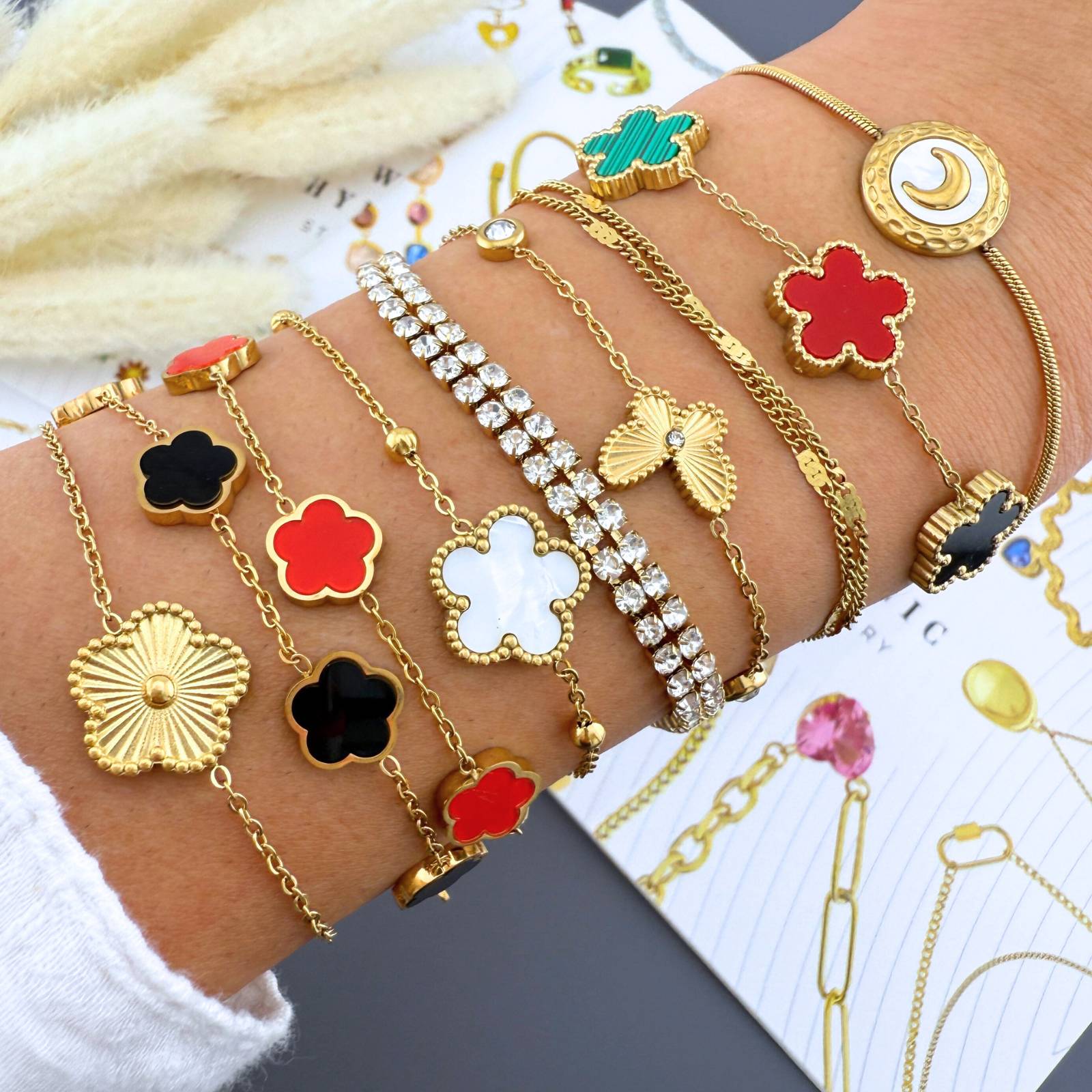 Flower Meadow Gold Plated Stainless Steel Bracelet - Nine2Nine