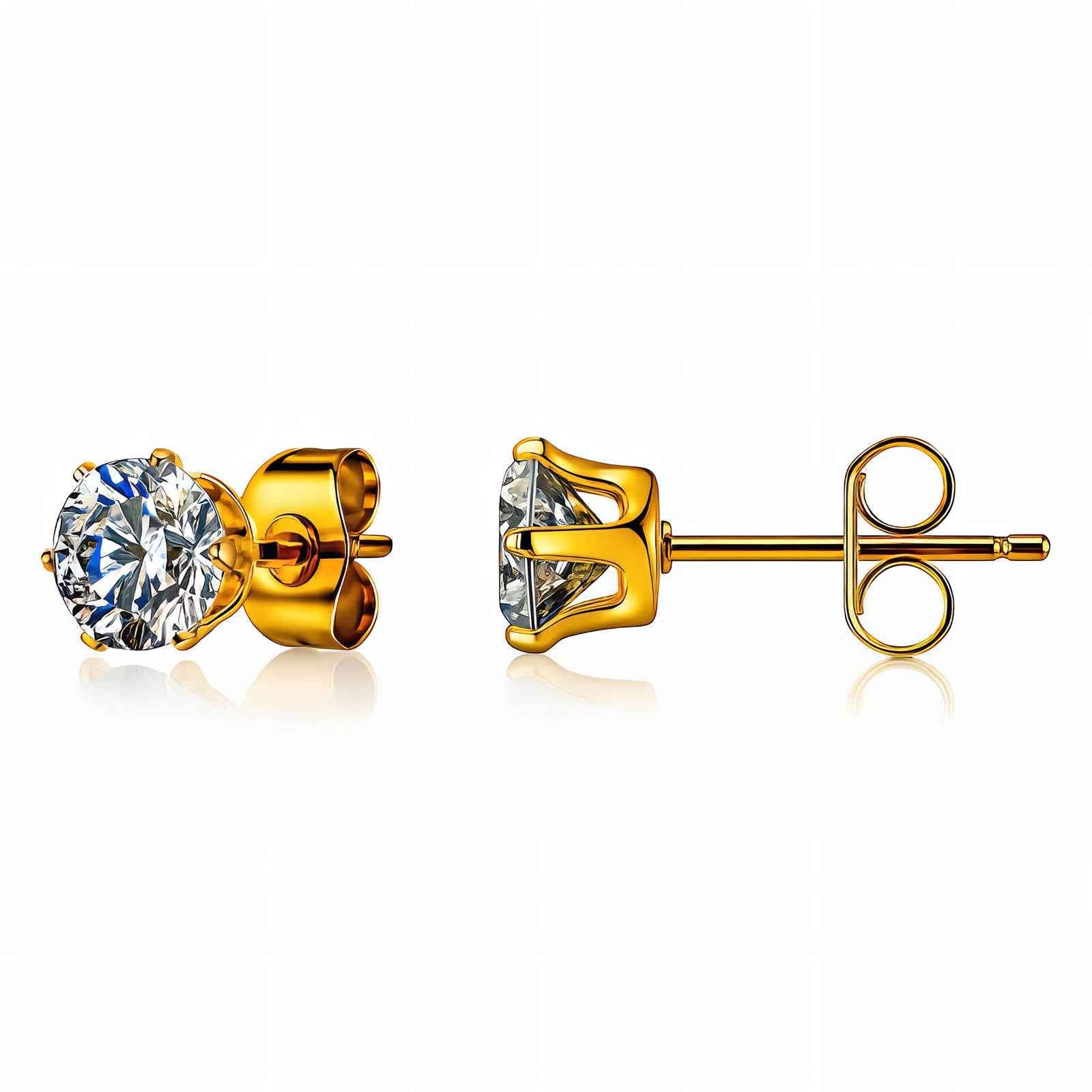 Cubic Zirconia Plated Stainless Steel Earrings