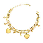 Heart Chained Gold Plated Steel Bracelet - Nine2Nine