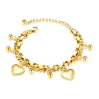 Heart Chained Gold Plated Steel Bracelet - Nine2Nine