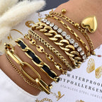 Heart Chained Gold Plated Steel Bracelet - Nine2Nine