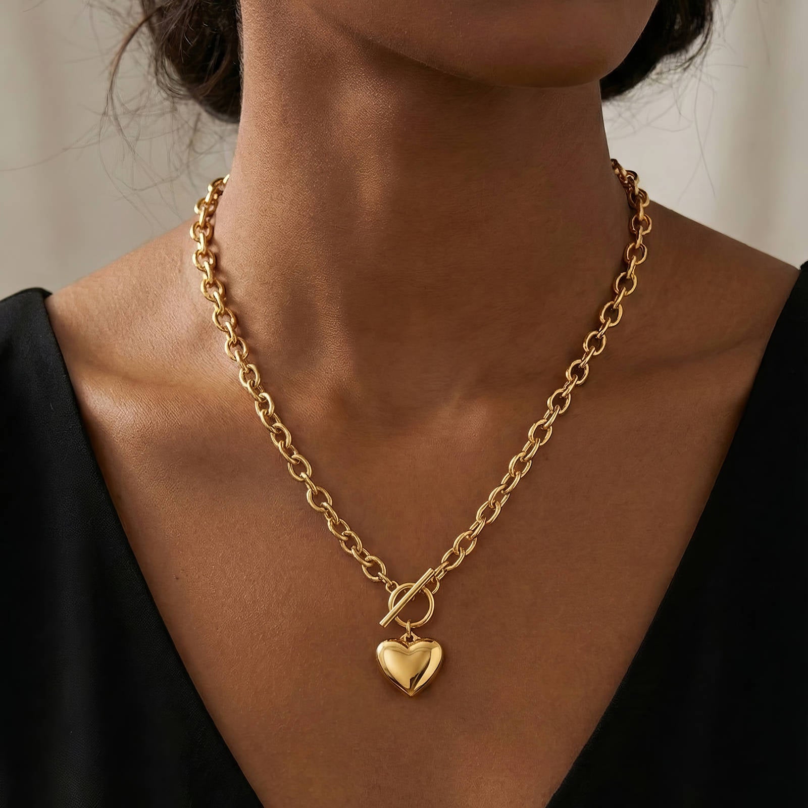 Heart Gold Plated Stainless Steel Necklace