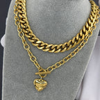Heart Gold Plated Stainless Steel Necklace