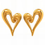 Hearts Gold Plated Stainless Steel Earrings