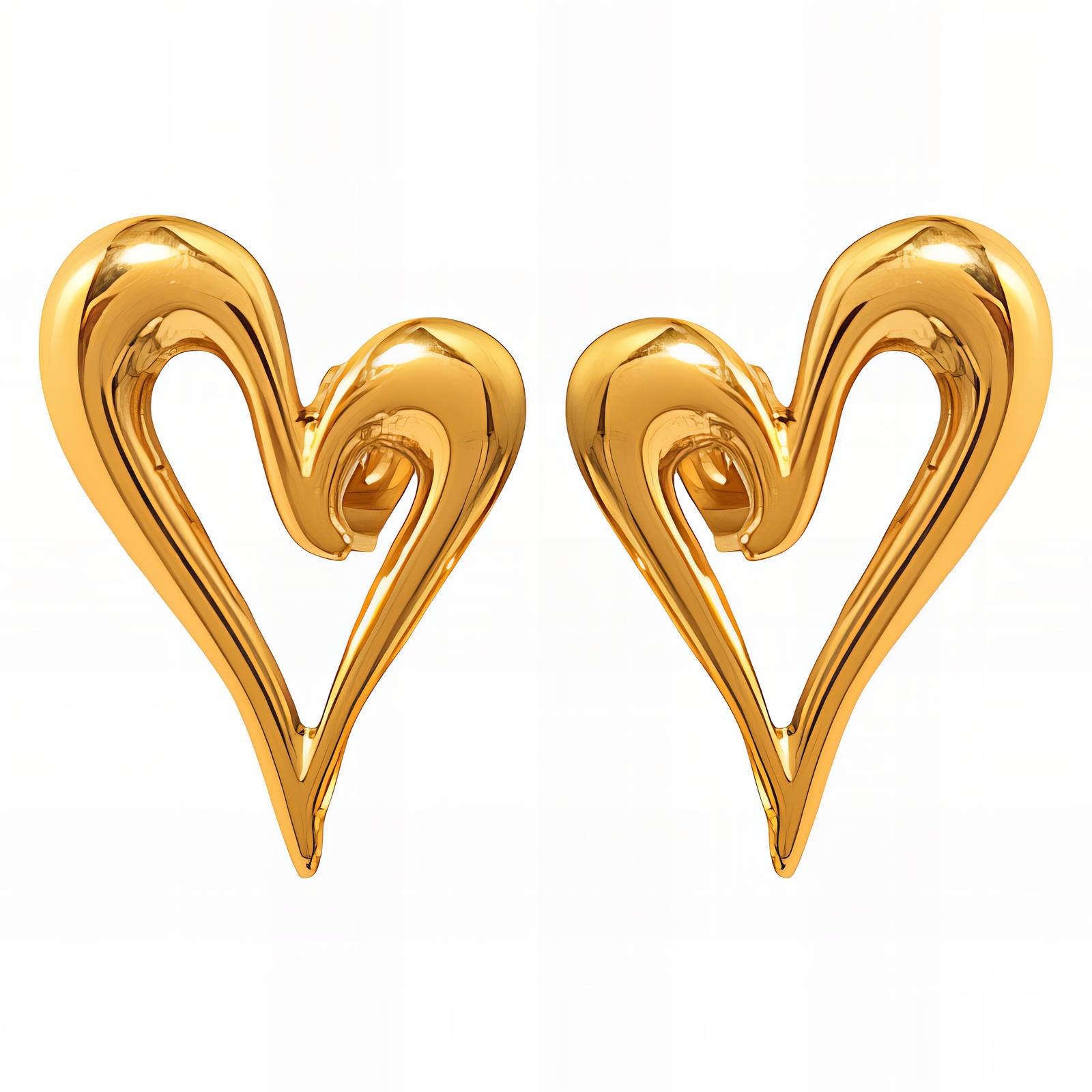 Hearts Gold Plated Stainless Steel Earrings