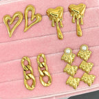 Hearts Gold Plated Stainless Steel Earrings