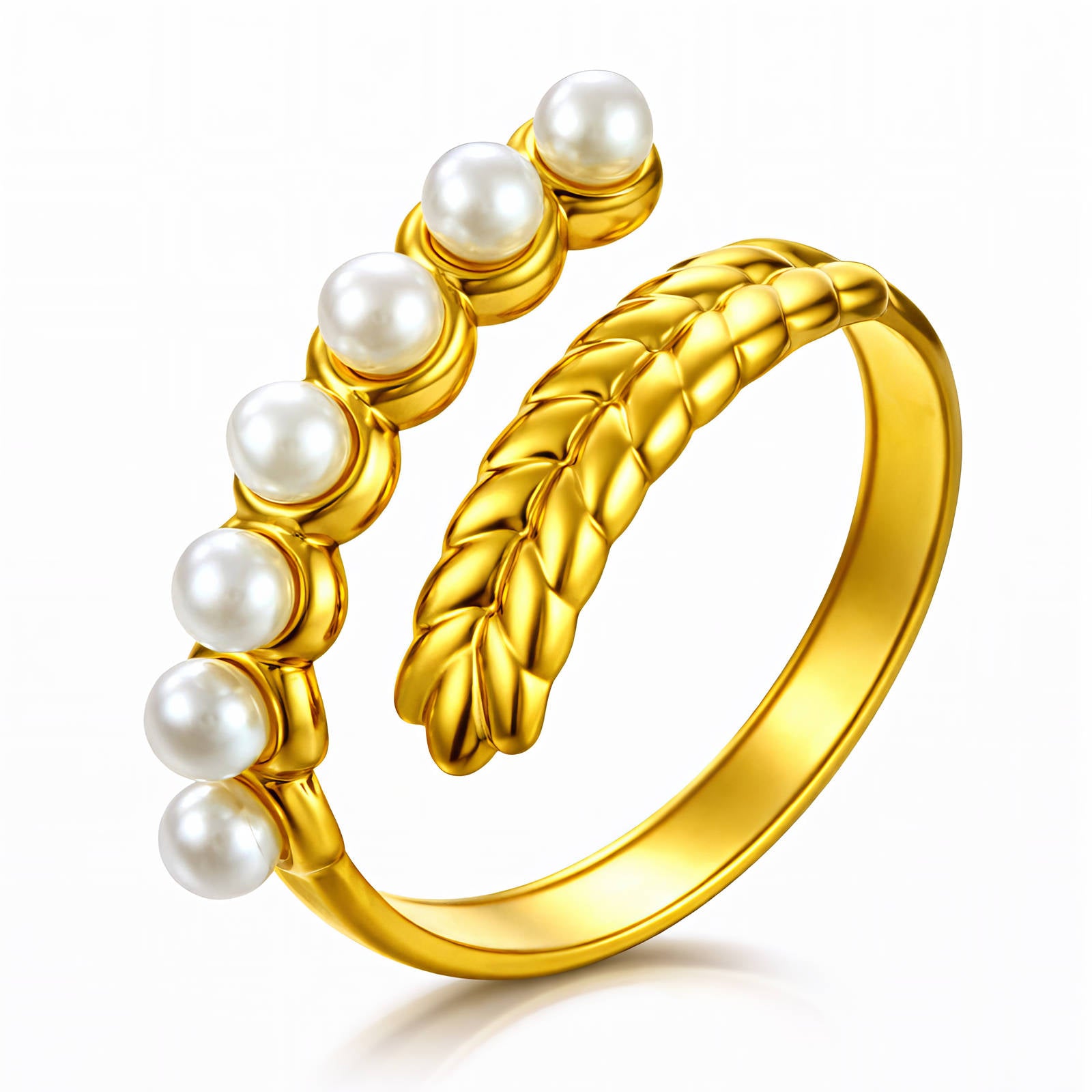 Leafs Gold Plated Stainless Steel Ring
