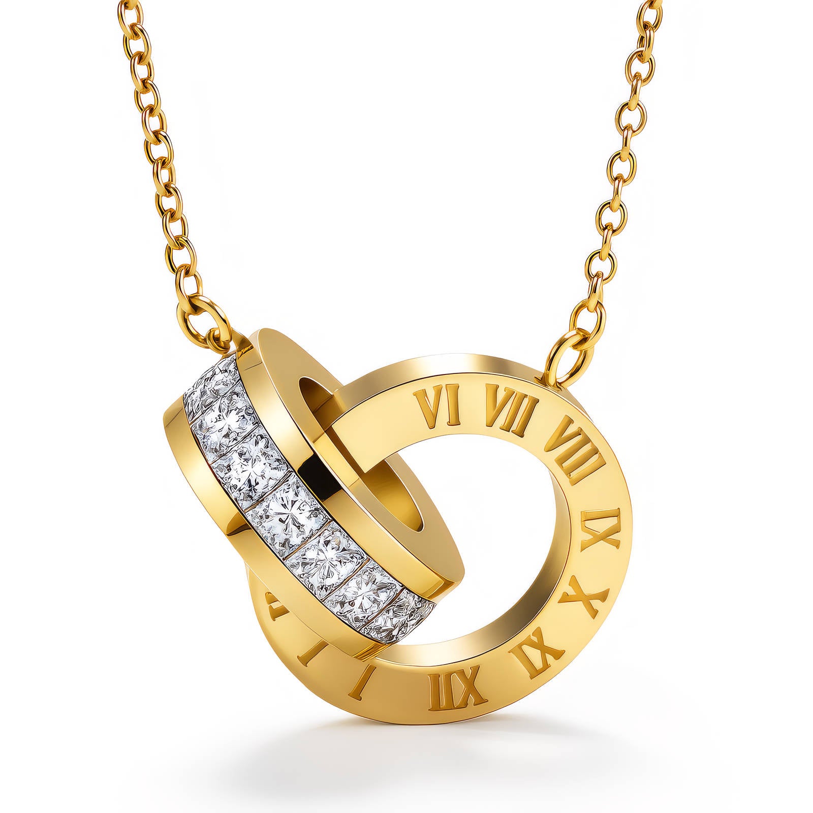 Cubic Zirconia Stainless Steel Necklace
