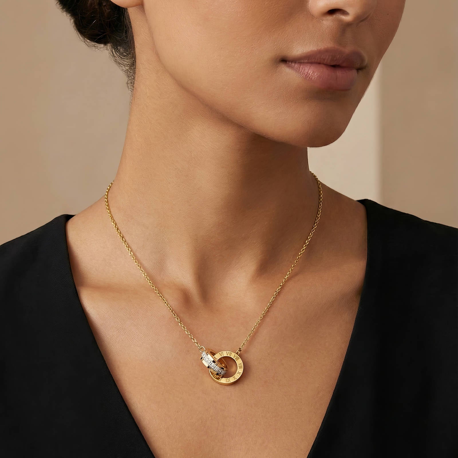Cubic Zirconia Stainless Steel Necklace