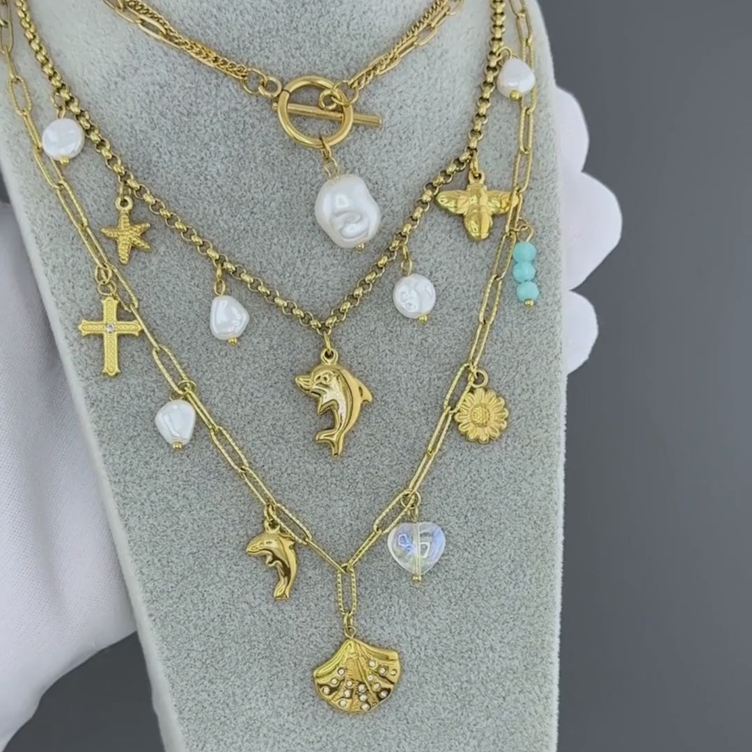 Fresh Water Pearl Gold Plated Stainless Steel Necklace