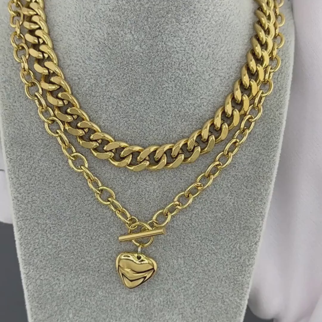 Heart Gold Plated Stainless Steel Necklace