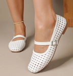 French Retro Hollow Mary Jane Flat Shoes for Women